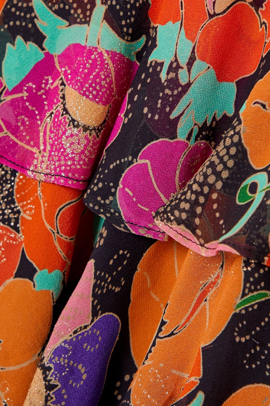 RIXO Dion Minikleid aus Georgette mit floralem Print und Glitter-Finish