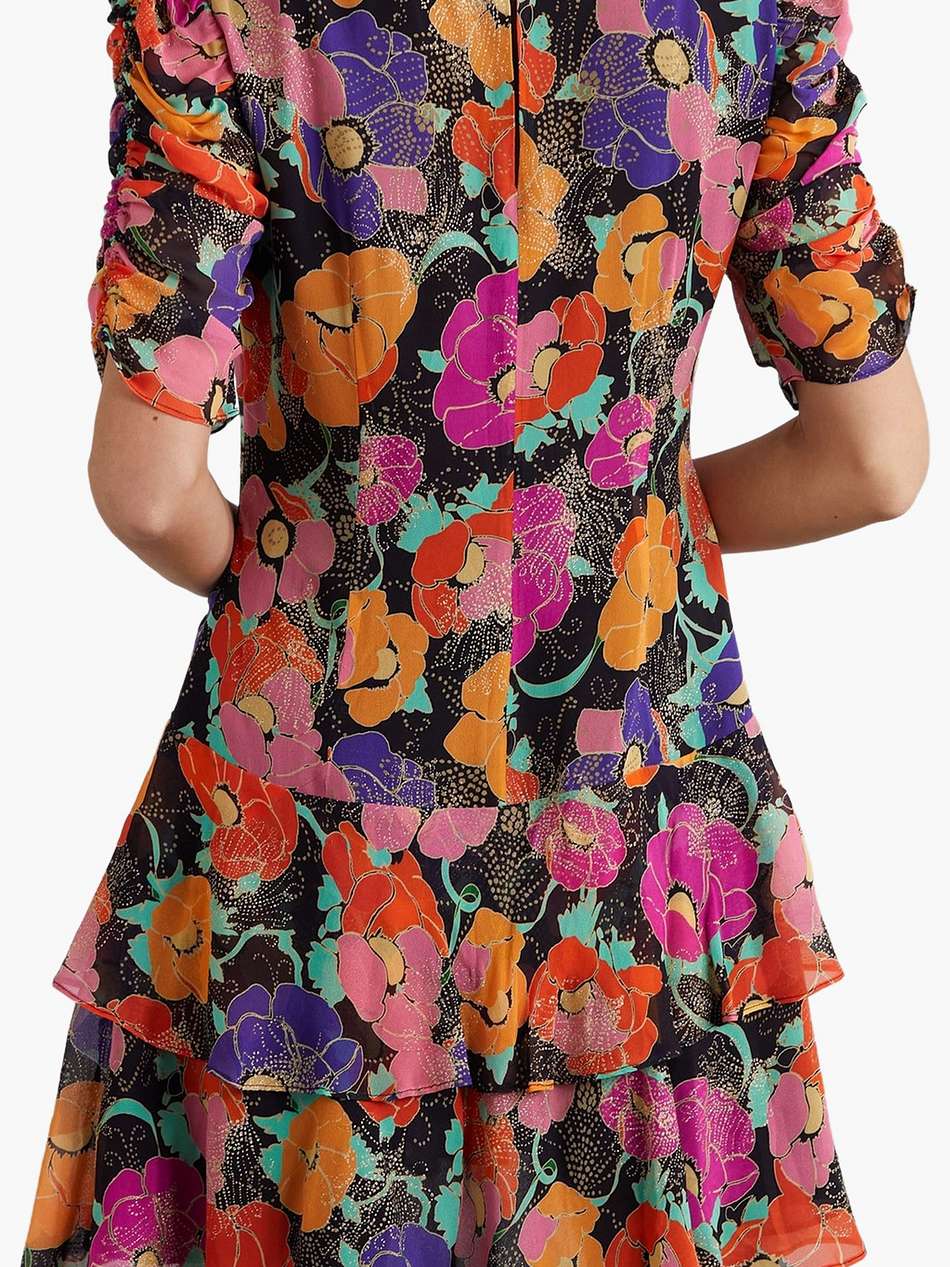 dion glittered floral-print georgette mini dress