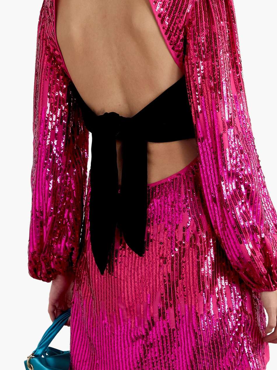 lara cutout velvet-trimmed sequined crepe mini dress