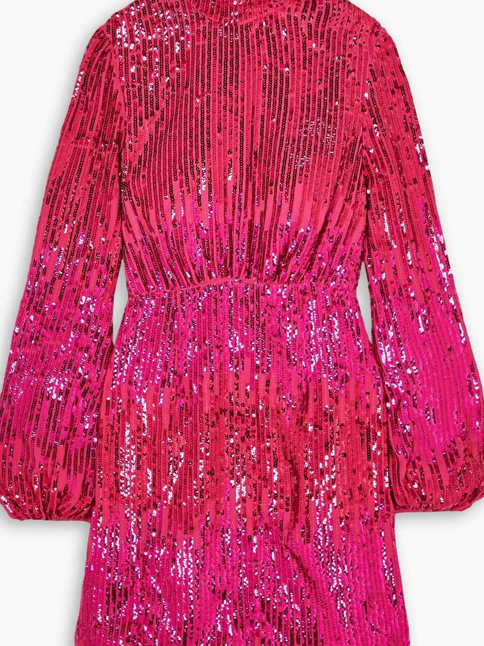 lara cutout velvet-trimmed sequined crepe mini dress
