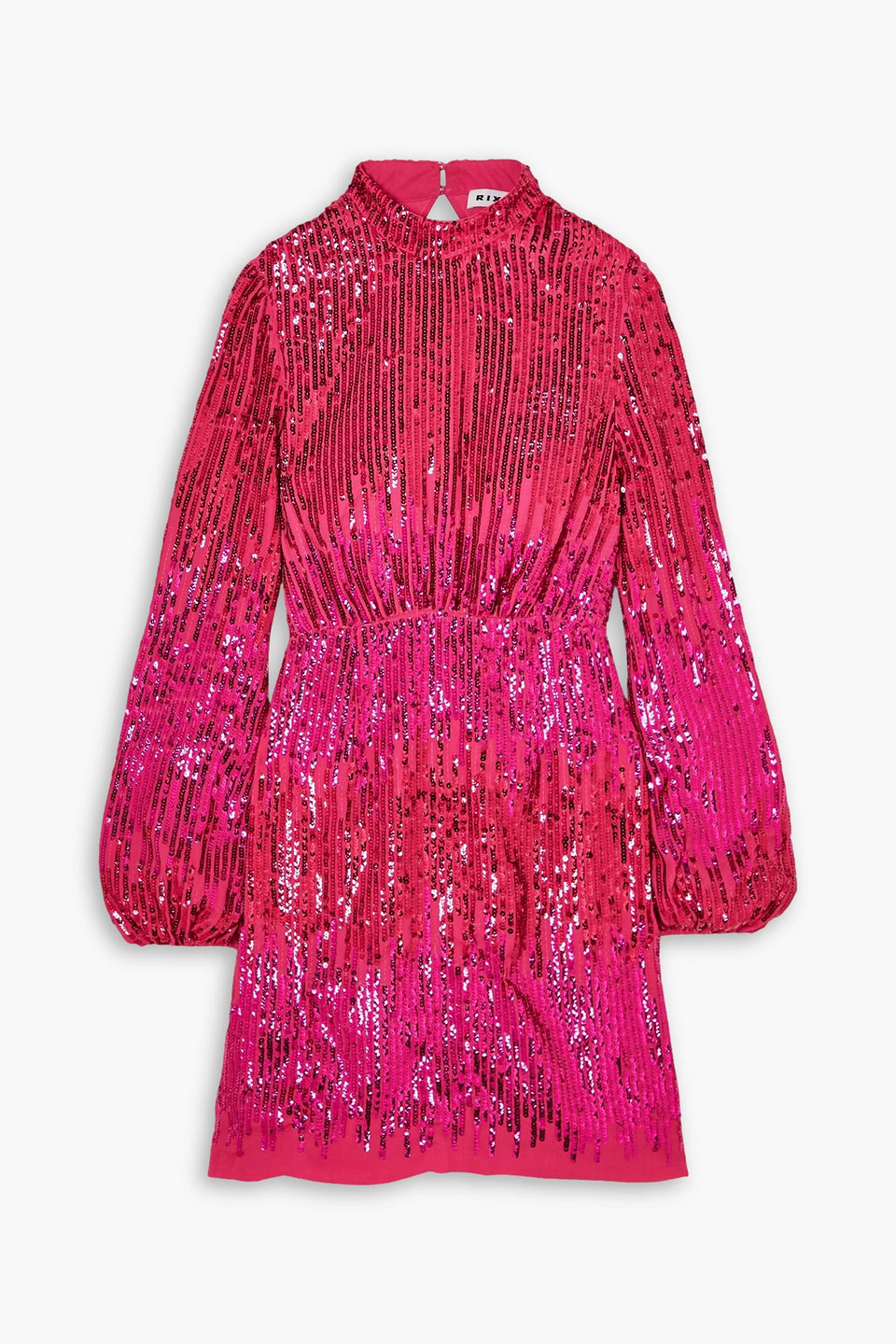 Shop Rixo London Lara Cutout Velvet-trimmed Sequined Crepe Mini Dress In Fuchsia