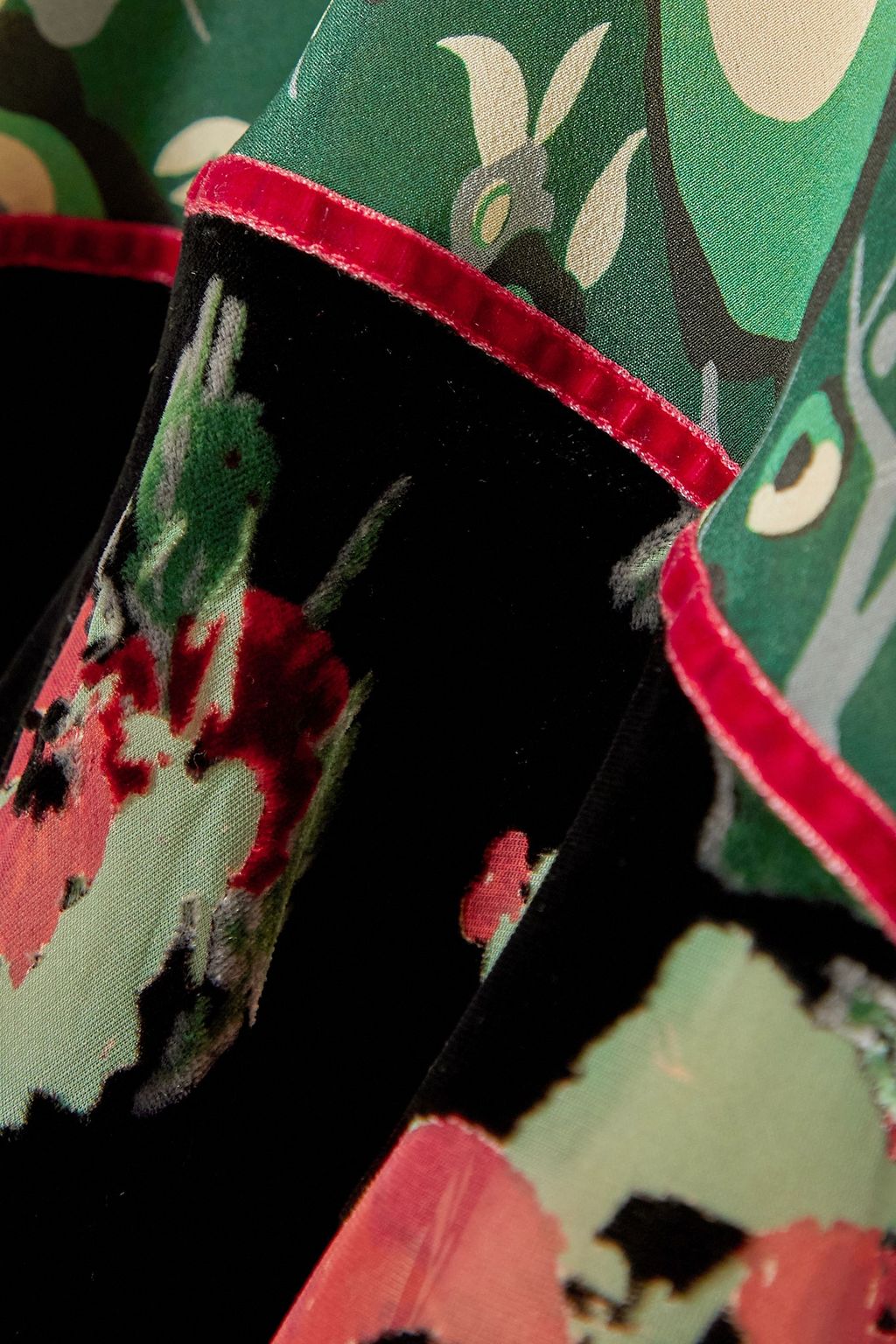 RIXO Edith Minikleid aus Devoré-Samt und Crêpe de Chine aus Seide mit floralem Print