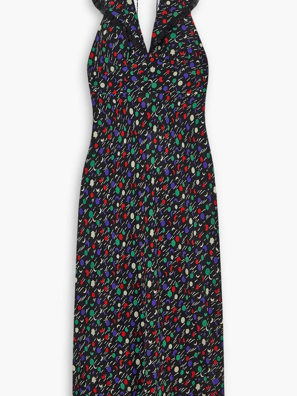 sabrina ruffled printed voile halterneck maxi dress
