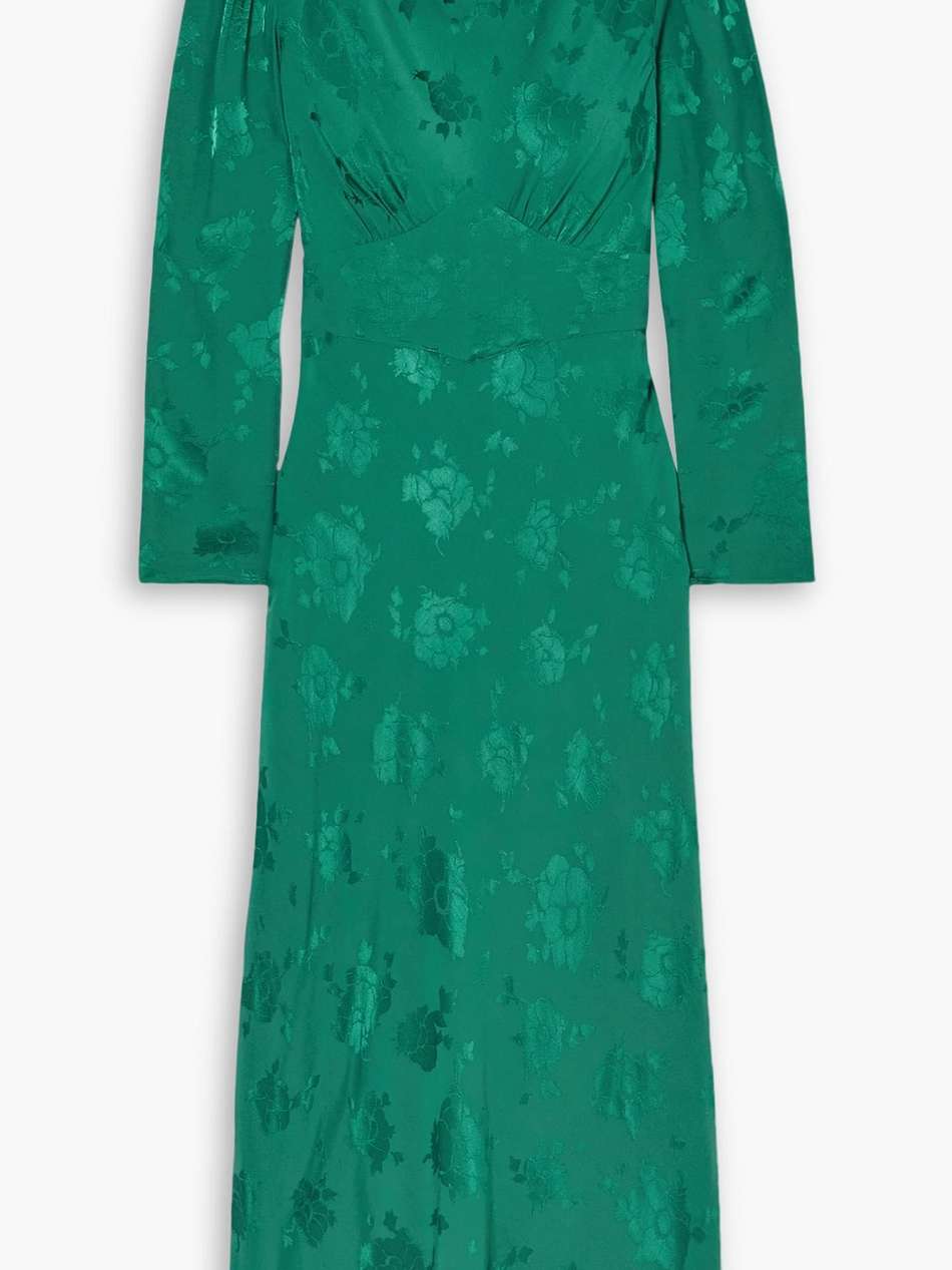 ginger satin-jacquard midi dress