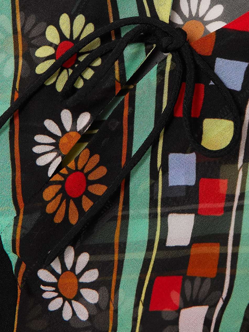 lora printed chiffon and crepe midi dress