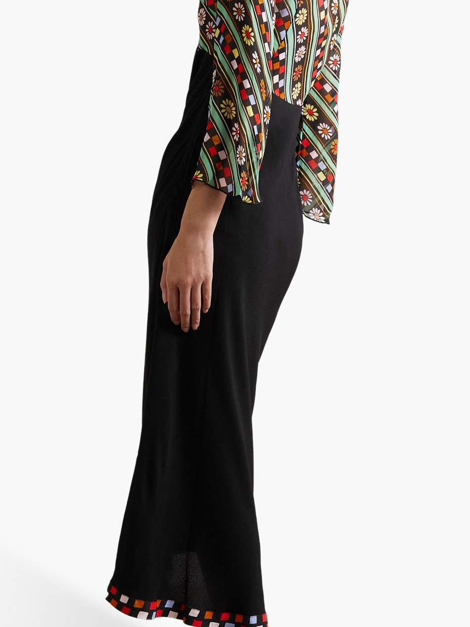 lora printed chiffon and crepe midi dress