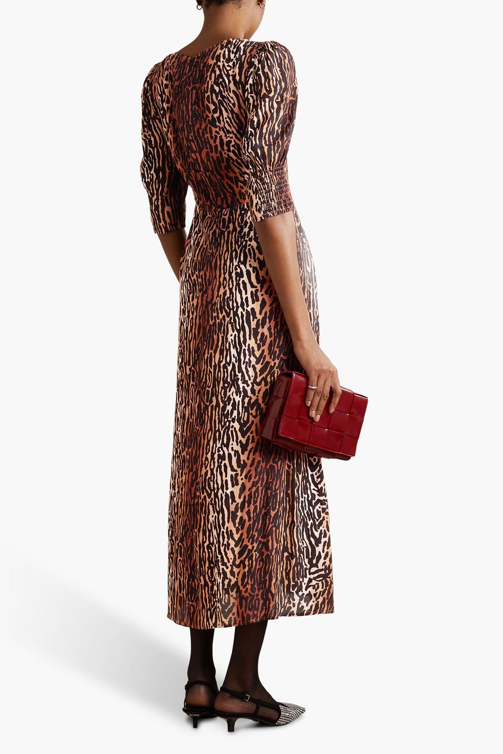RIXO Karen crystal-embellished leopard-print crepe midi dress