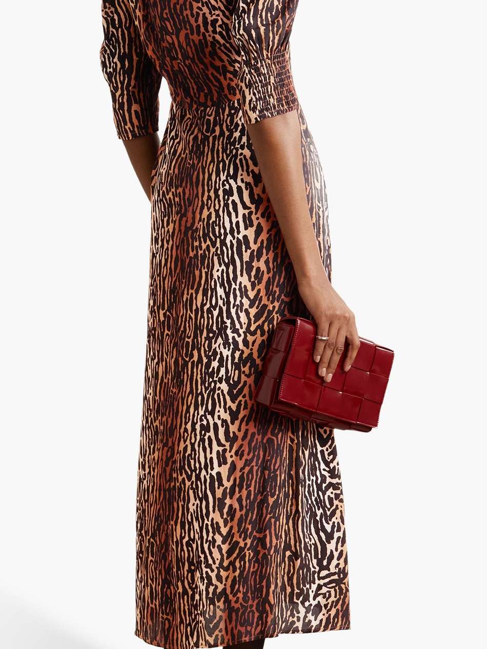karen crystal-embellished leopard-print crepe midi dress