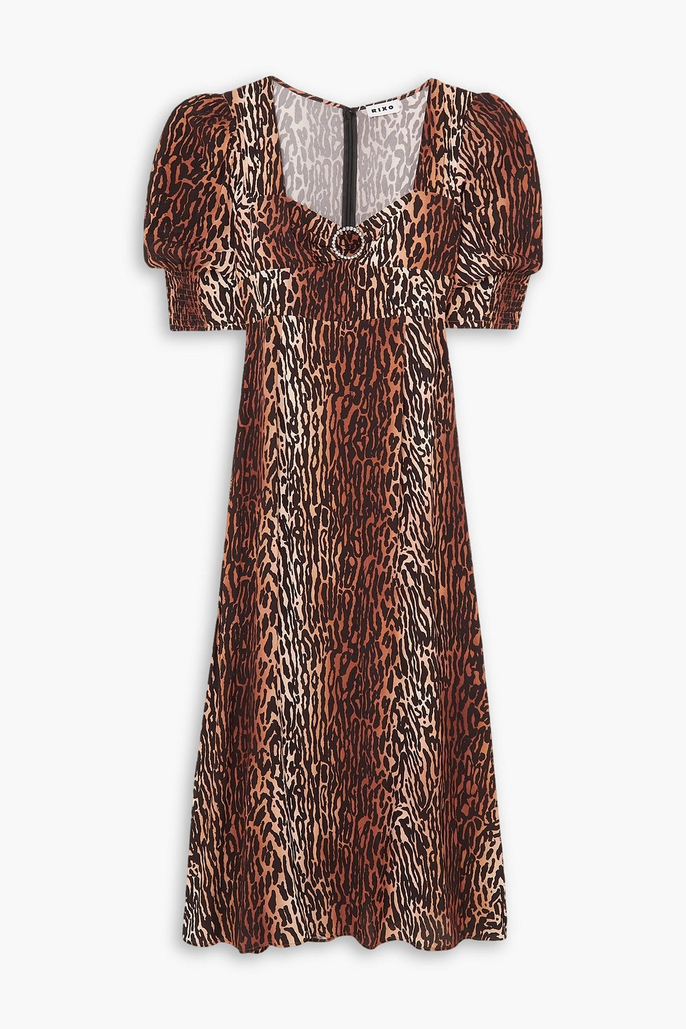 Karen crystal-embellished leopard-print crepe midi dress