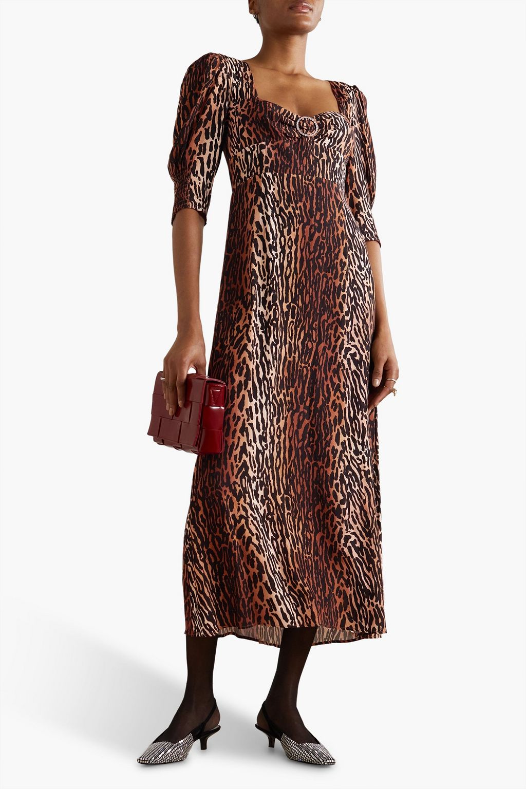 RIXO Karen crystal-embellished leopard-print crepe midi dress