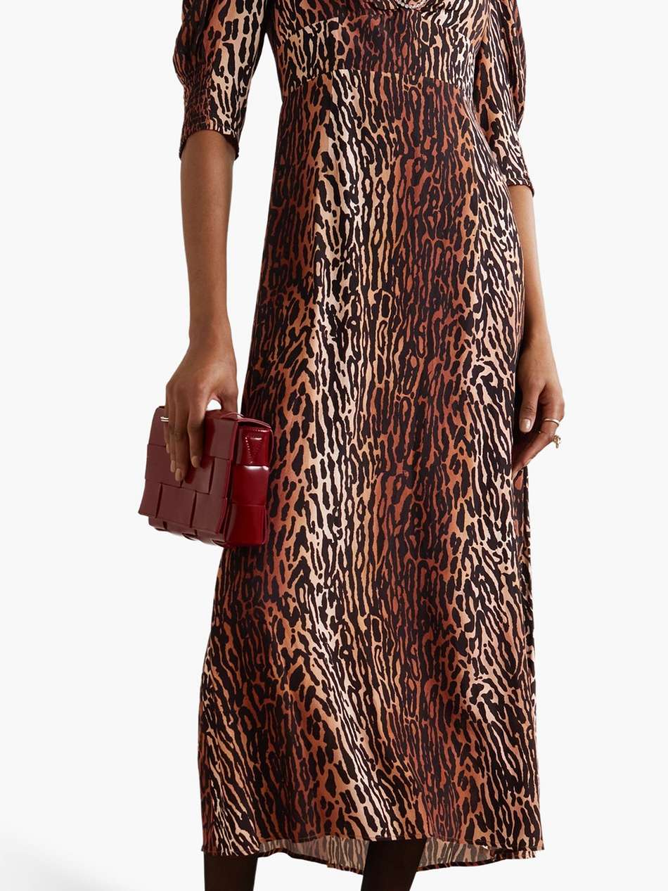 karen crystal-embellished leopard-print crepe midi dress