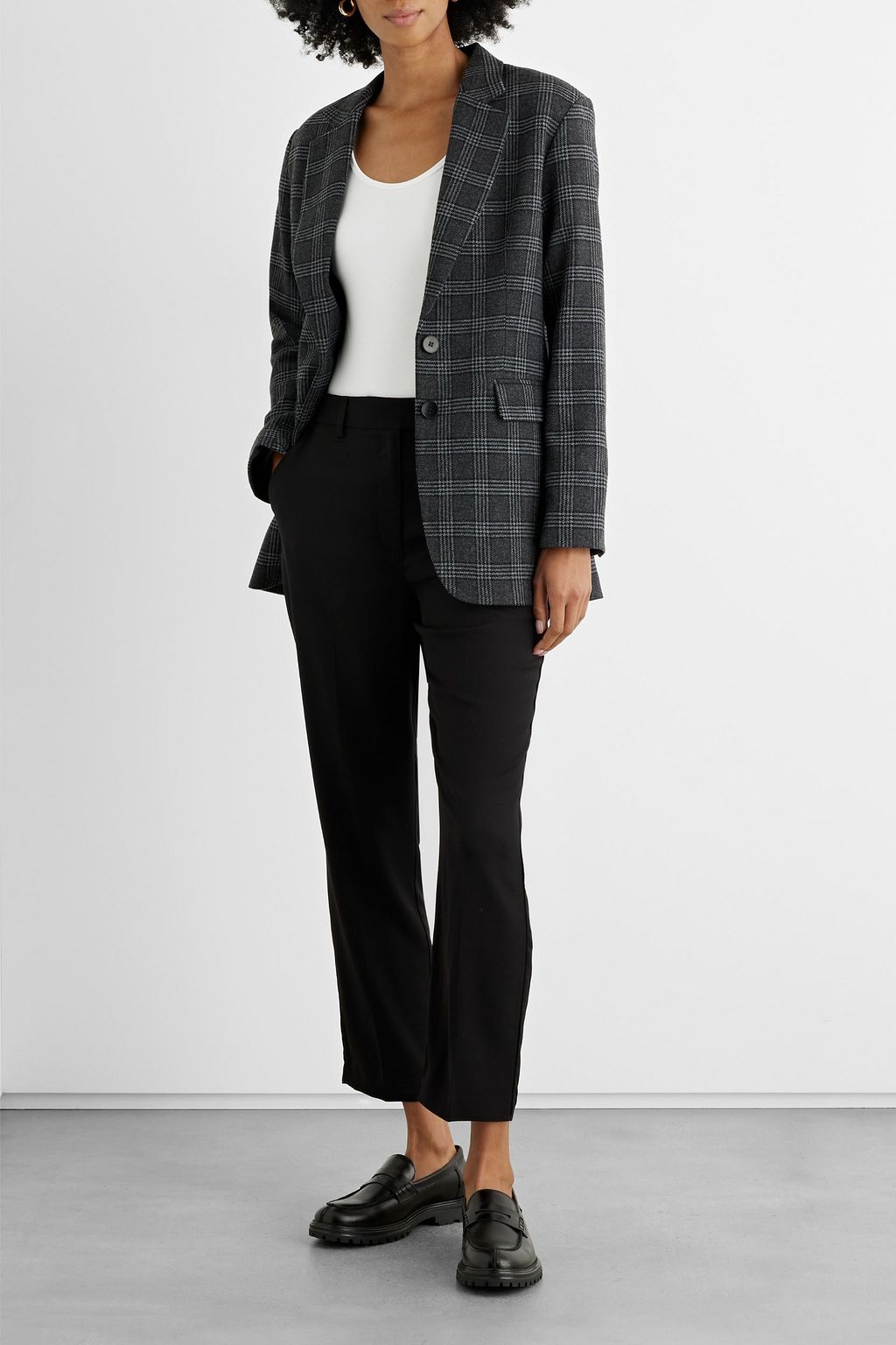 IRIS & INK Joey checked wool-blend blazer