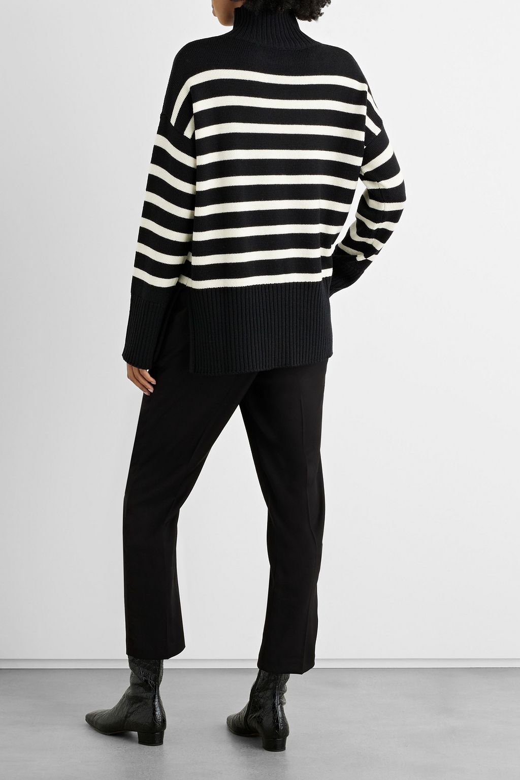 IRIS & INK Sophie striped merino wool turtleneck sweater