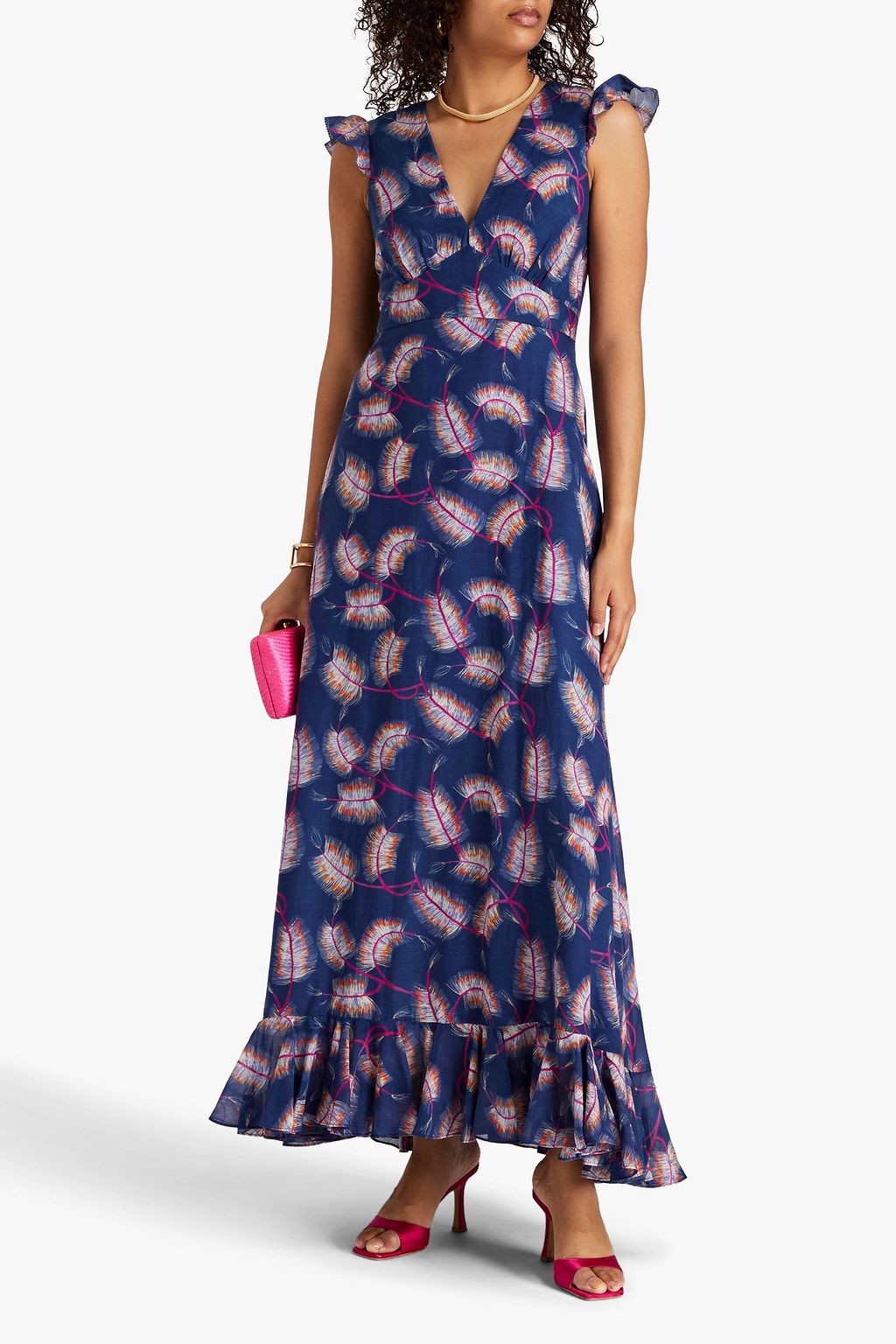 SALONI Emma floral-print cotton and silk-blend maxi dress