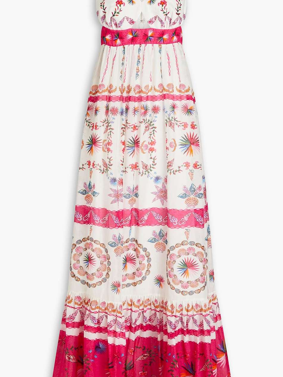 naki cutout printed linen maxi dress