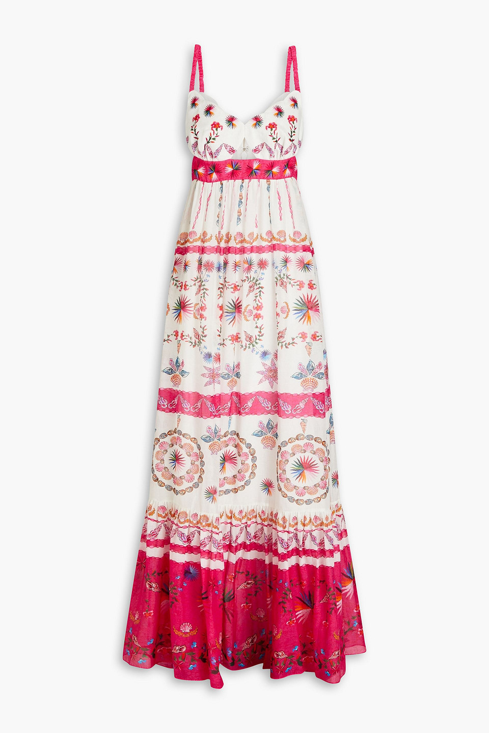 Naki cutout printed linen maxi dress