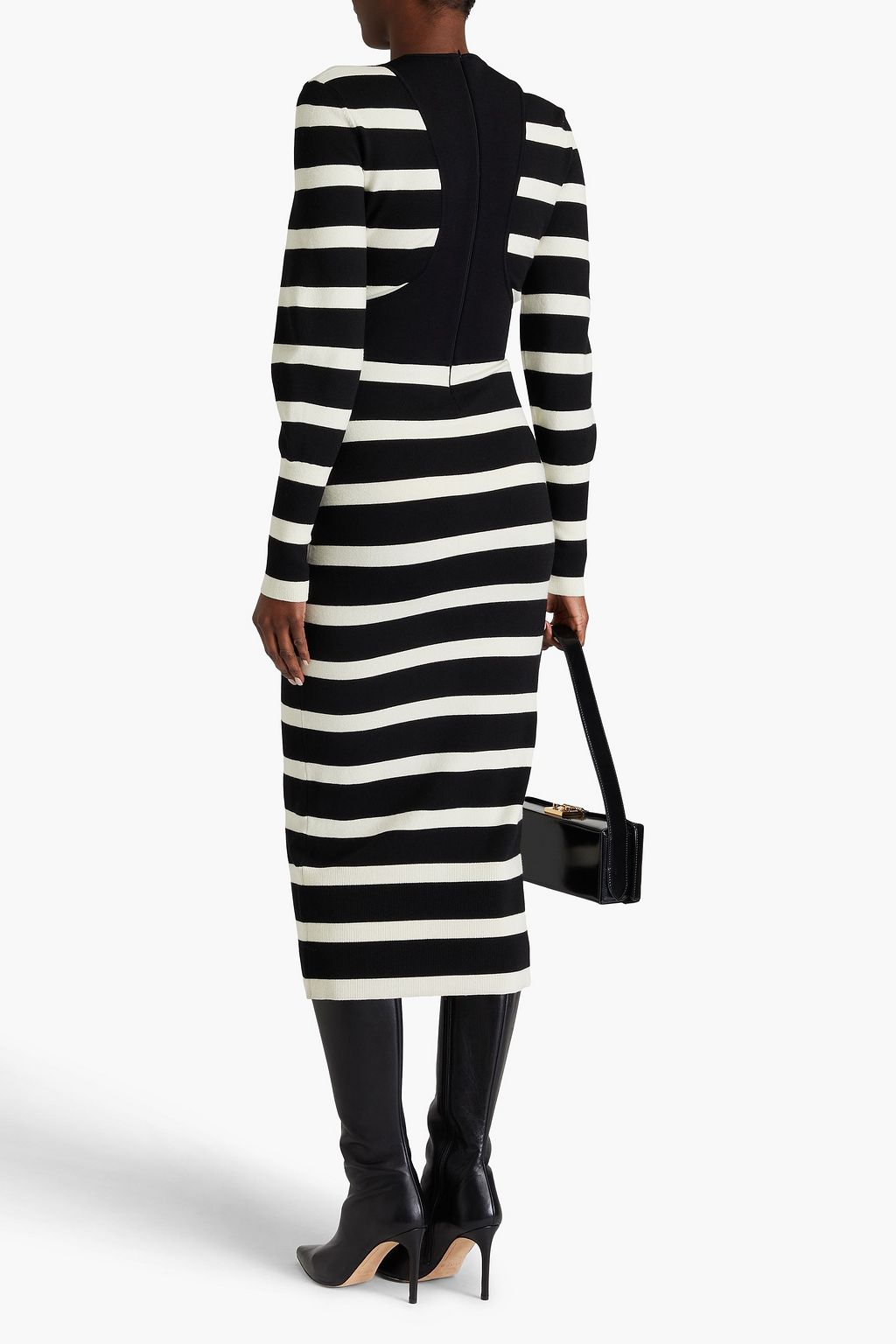 MCQUEEN Striped wool-blend midi dress