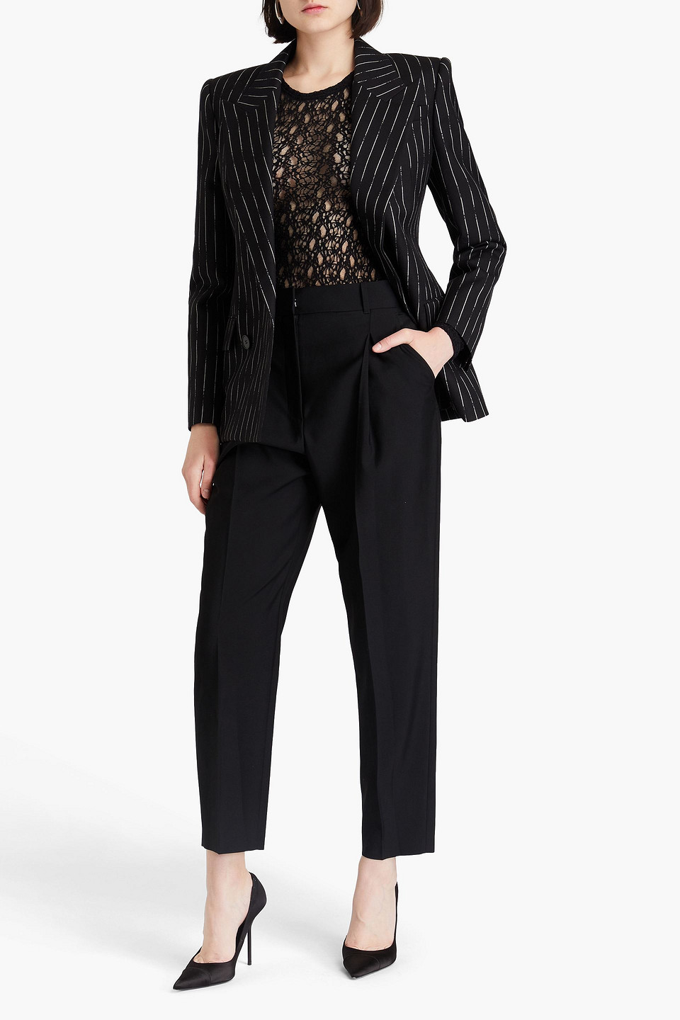 ALEXANDER MCQUEEN WOOL-CREPE TAPERED PANTS