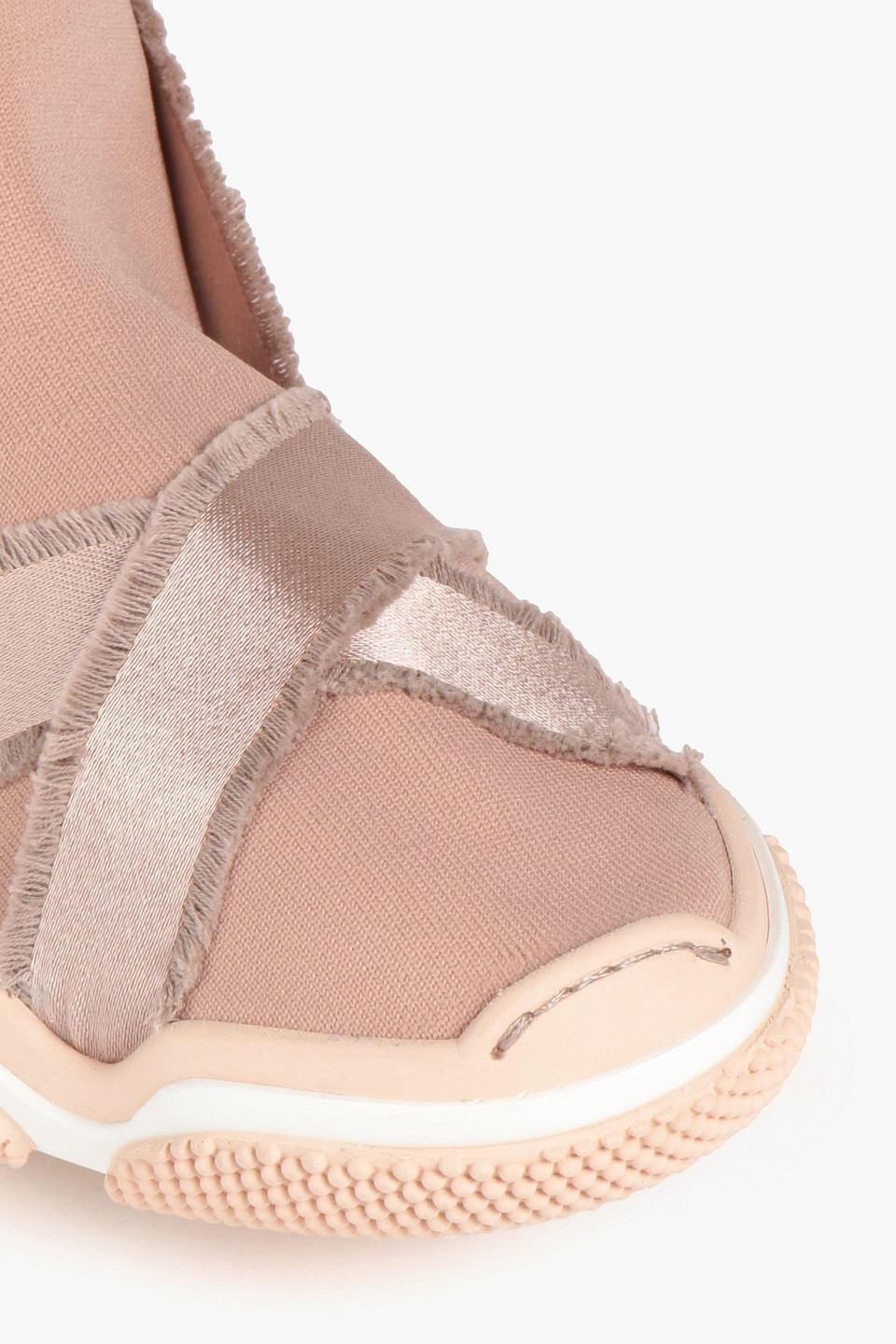 Shop Redv Glam Run Satin-trimmed Stretch-knit High-top Sneakers In Neutral