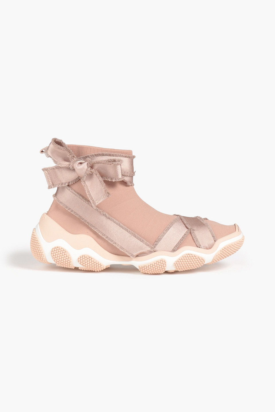 REDV GLAM RUN SATIN-TRIMMED STRETCH-KNIT HIGH-TOP SNEAKERS