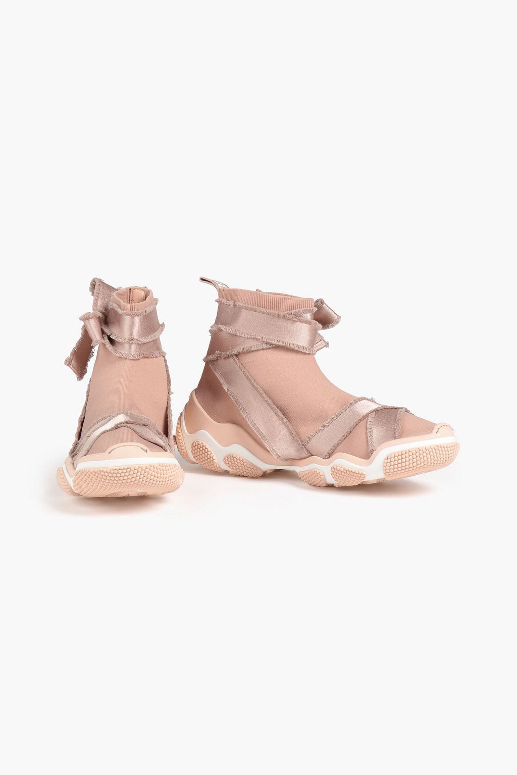RED(V) Glam Run satin-trimmed stretch-knit high-top sneakers
