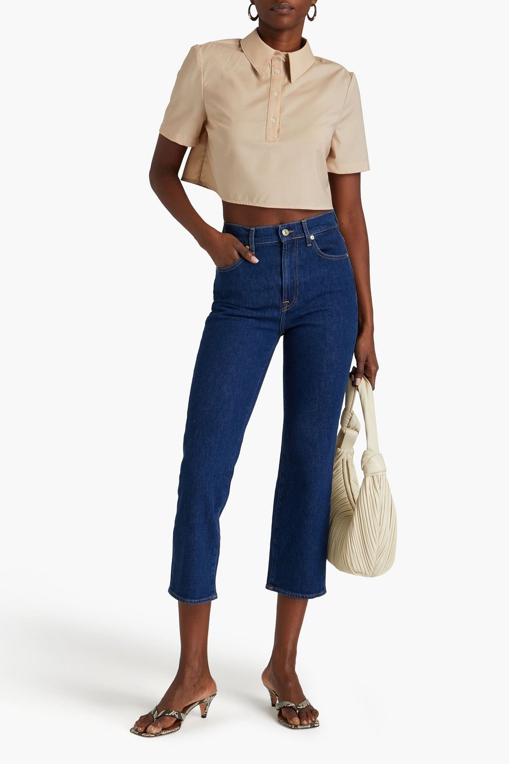 7 FOR ALL MANKIND جينز «لوغان ستوف بايب» قصير بأرجل مستقيمة وبخصر عالٍ