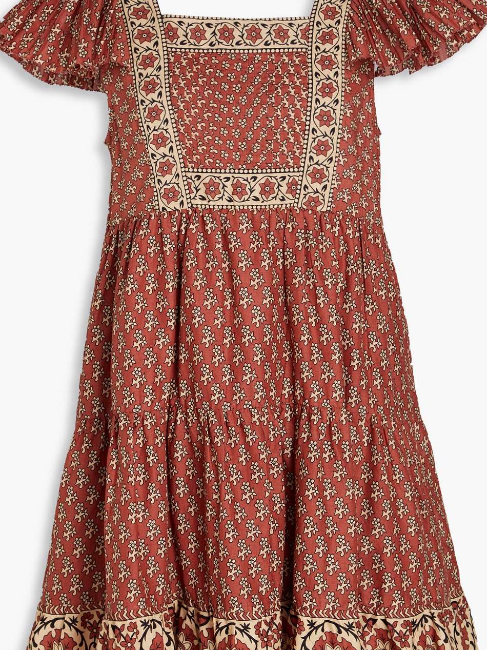fernanda pintucked floral-print cotton mini dress