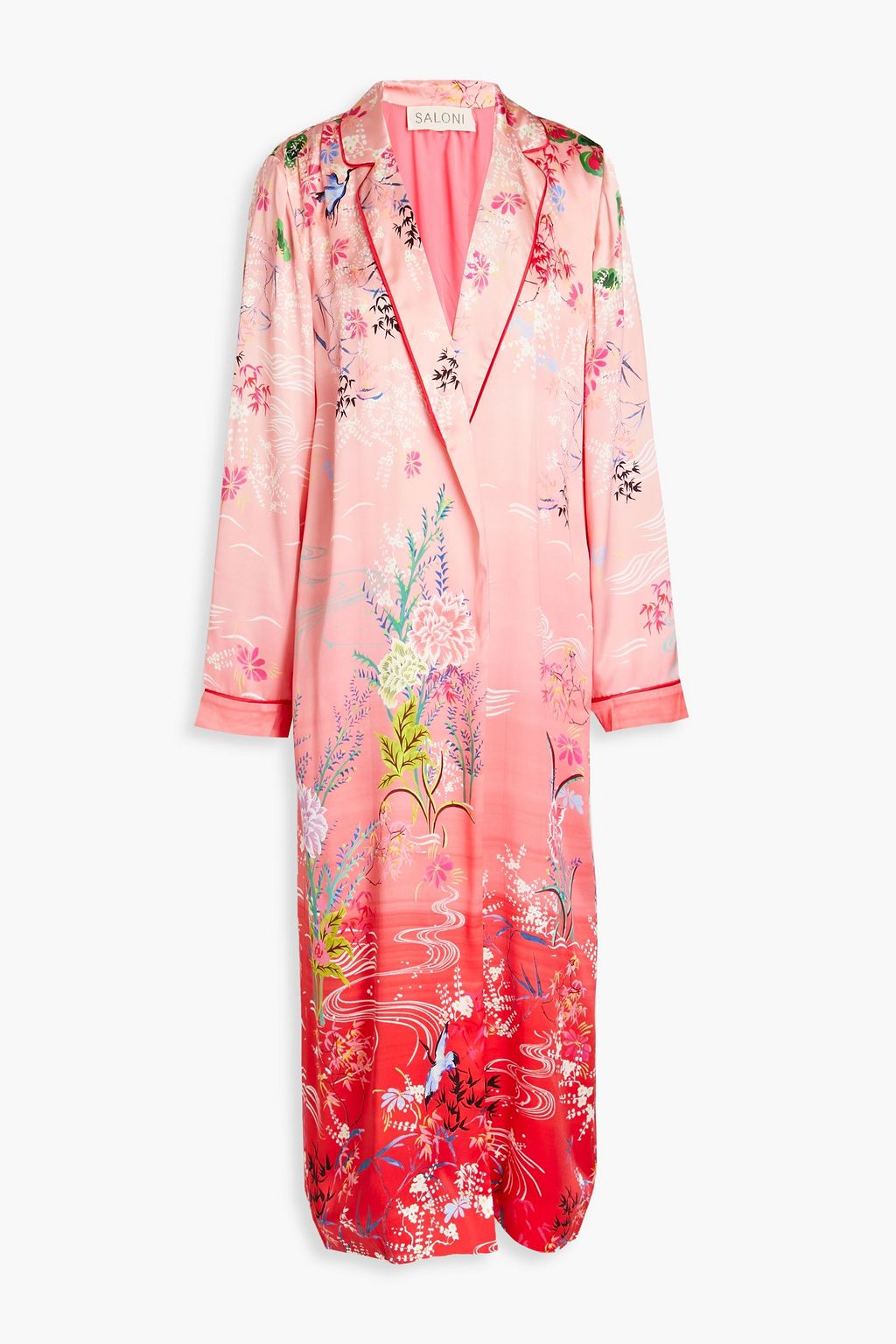 Printed silk robe discount