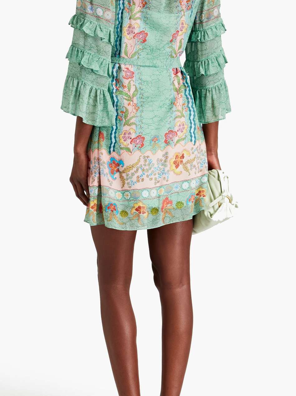 lori printed silk-georgette mini dress