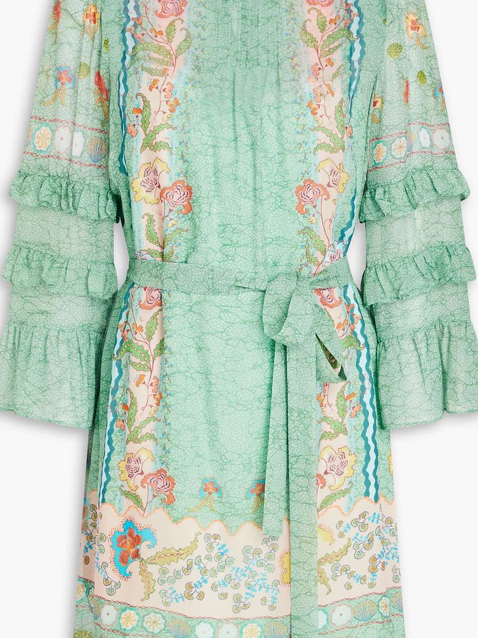 lori printed silk-georgette mini dress