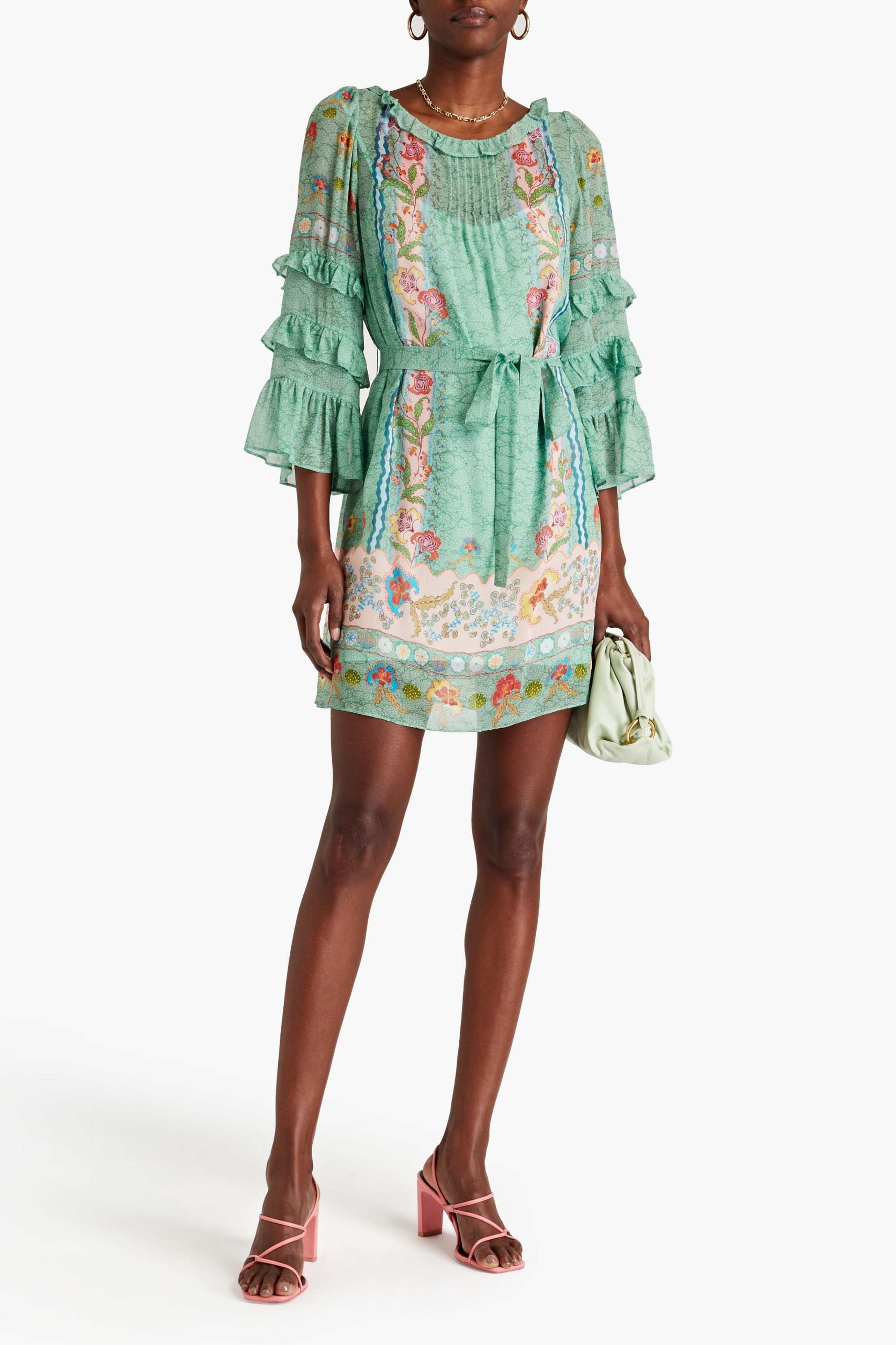 Saloni Lori printed silk-georgette mini dress