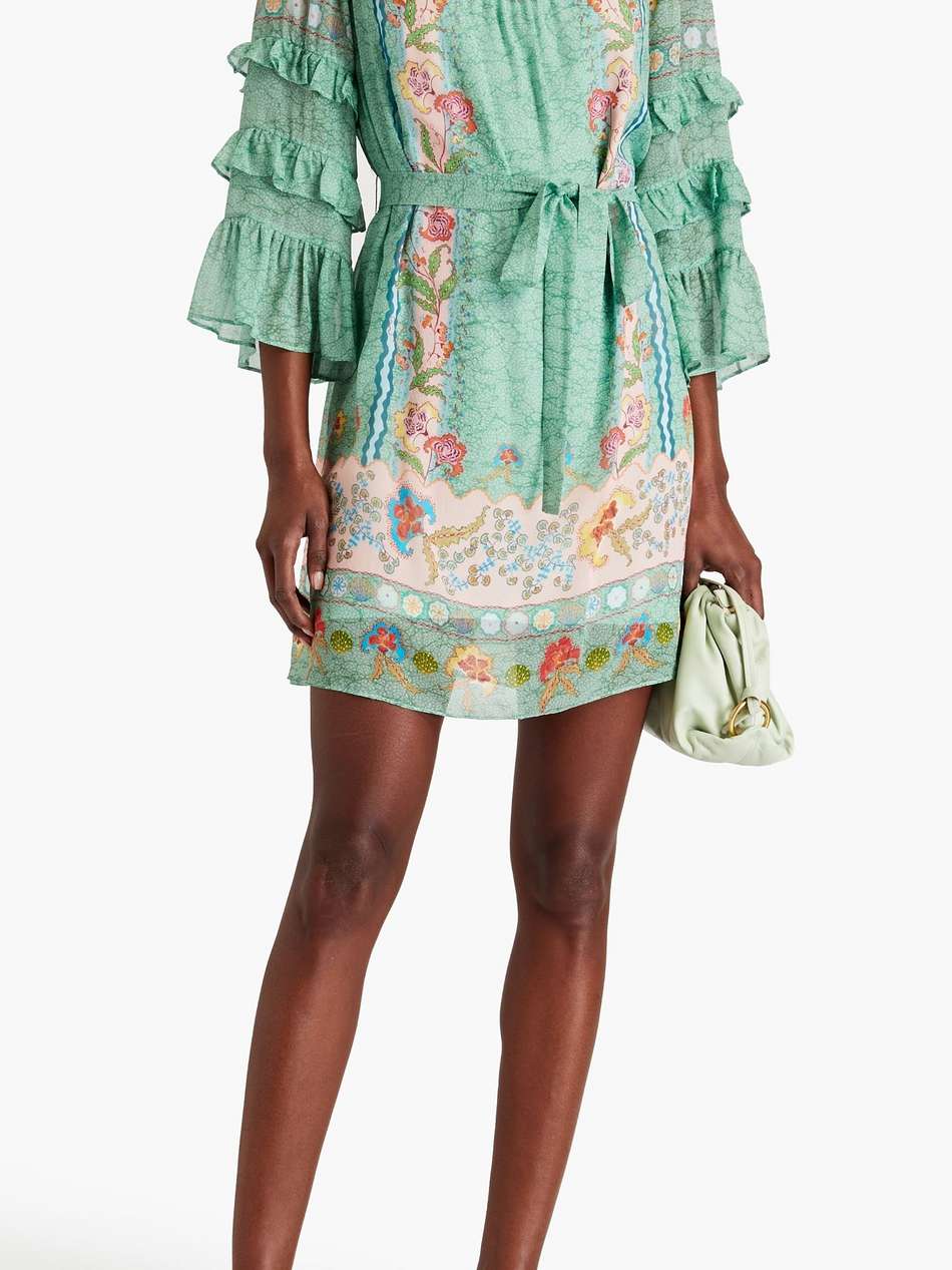 lori printed silk-georgette mini dress
