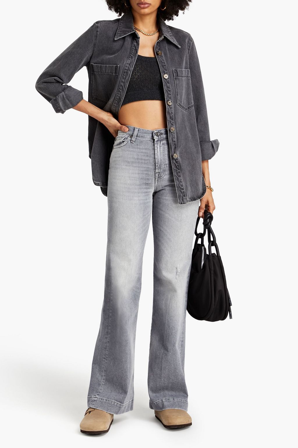 7 FOR ALL MANKIND Modern Dojo distressed faded mid-rise flared jeans