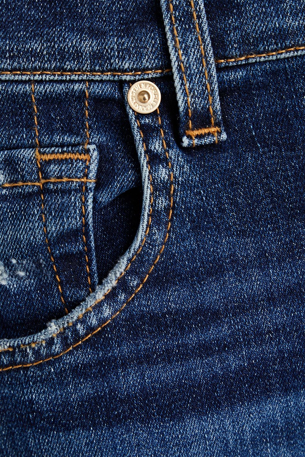 7 FOR ALL MANKIND جينز «موديرن» قصير بأرجل مستقيمة وبخصر عالٍ بتأثير معتق