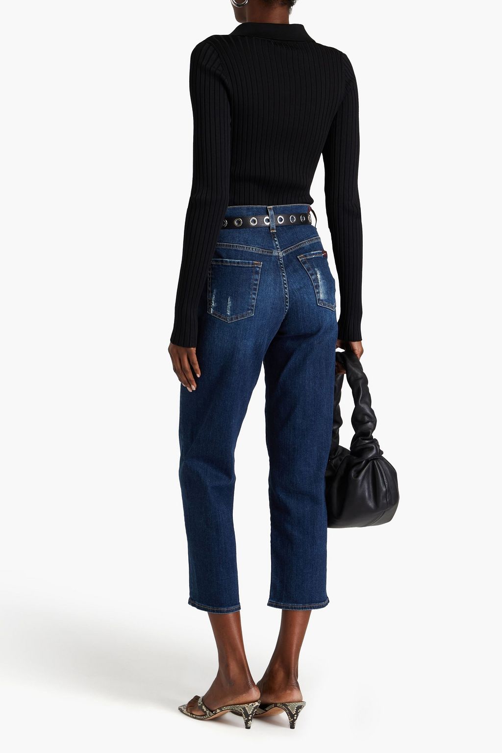 7 FOR ALL MANKIND جينز «موديرن» قصير بأرجل مستقيمة وبخصر عالٍ بتأثير معتق