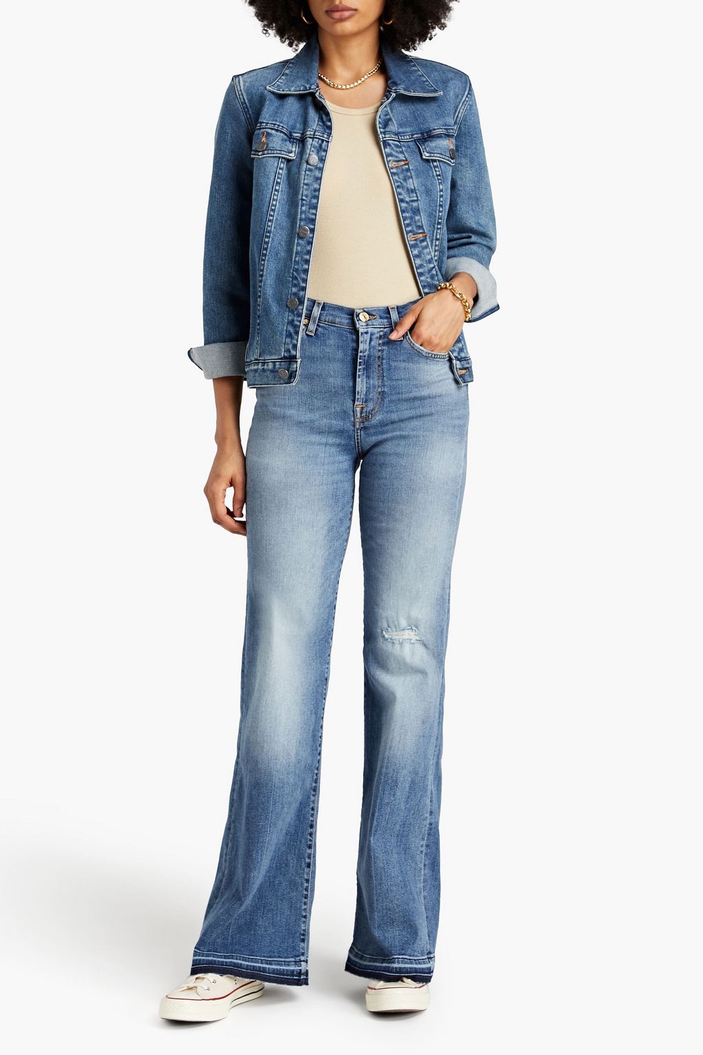 7 FOR ALL MANKIND Modern Dojo distressed faded high-rise flared jeans