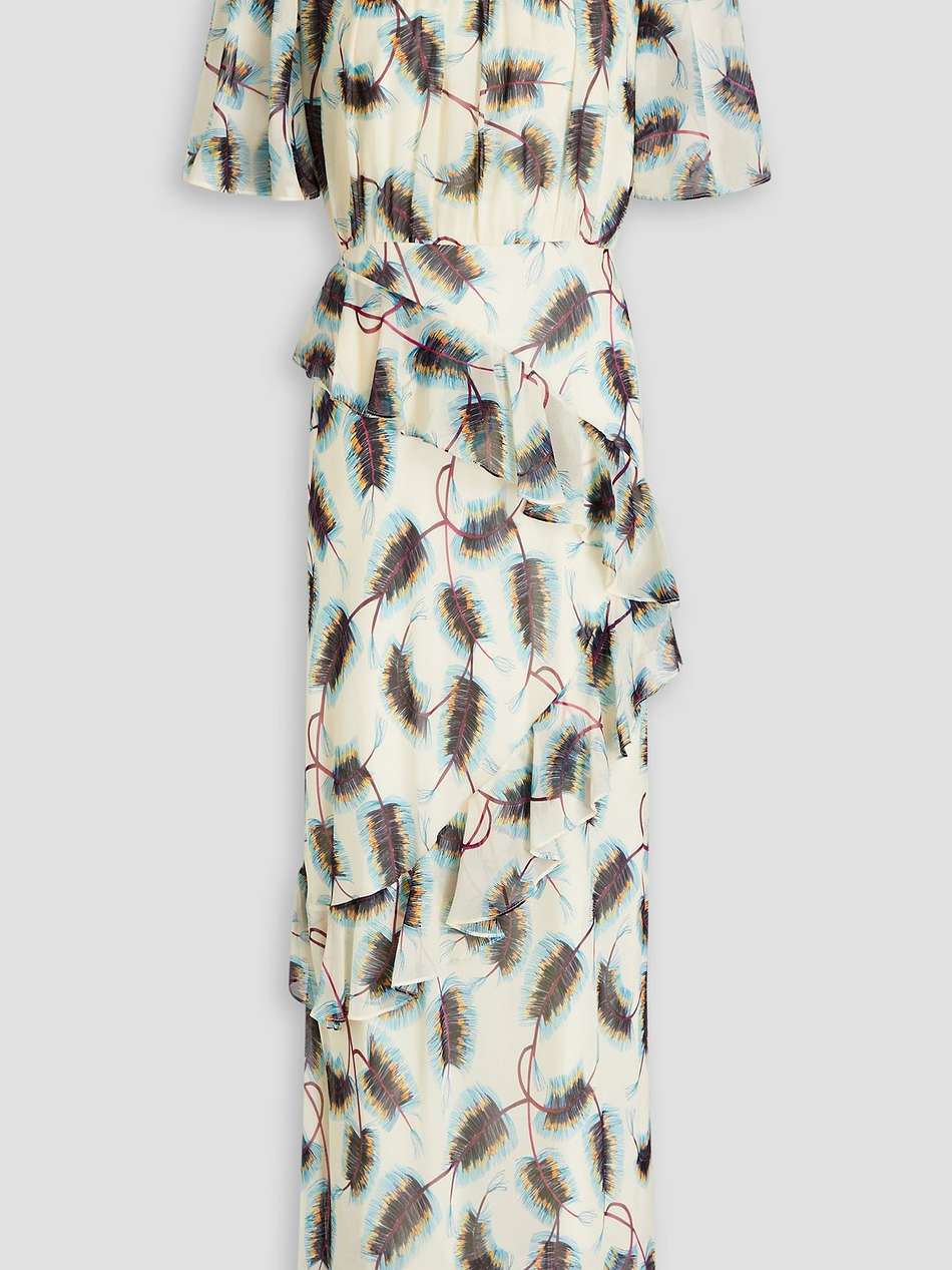 vida ruffled printed silk-georgette maxi dress