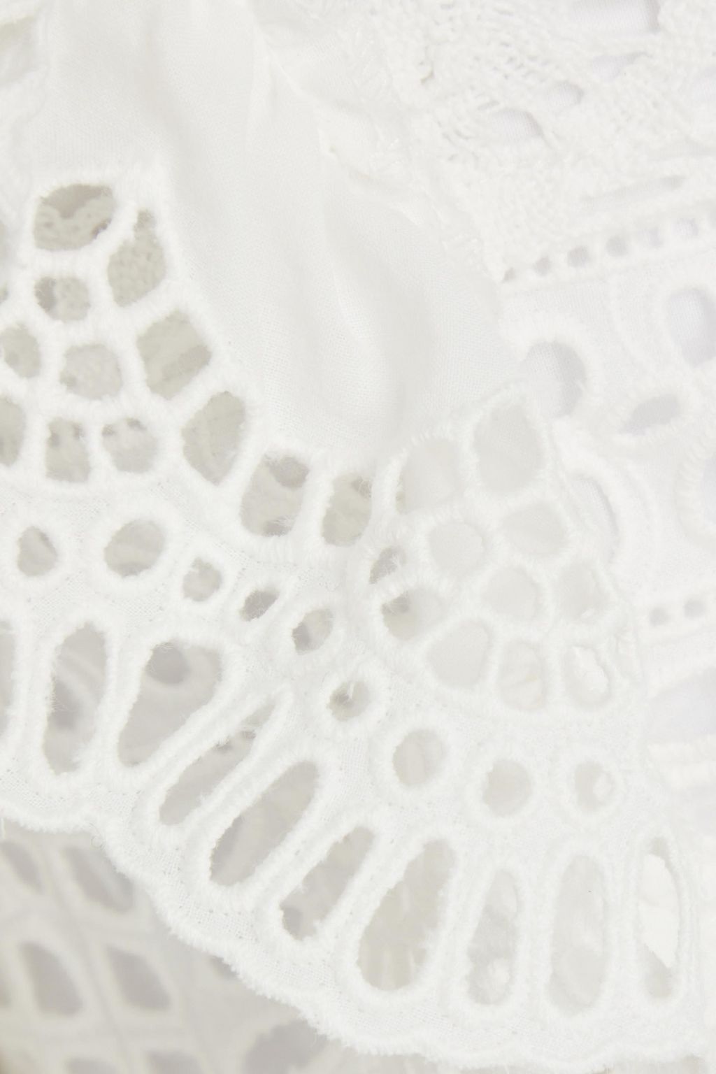 SEA Patrizia Bluse aus Guipure-Spitze aus Baumwolle mit Schößchen und Rüschen
