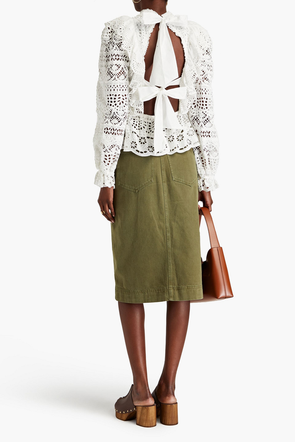 Sea Patrizia Ruffled Lace Tie-back Blouse In White