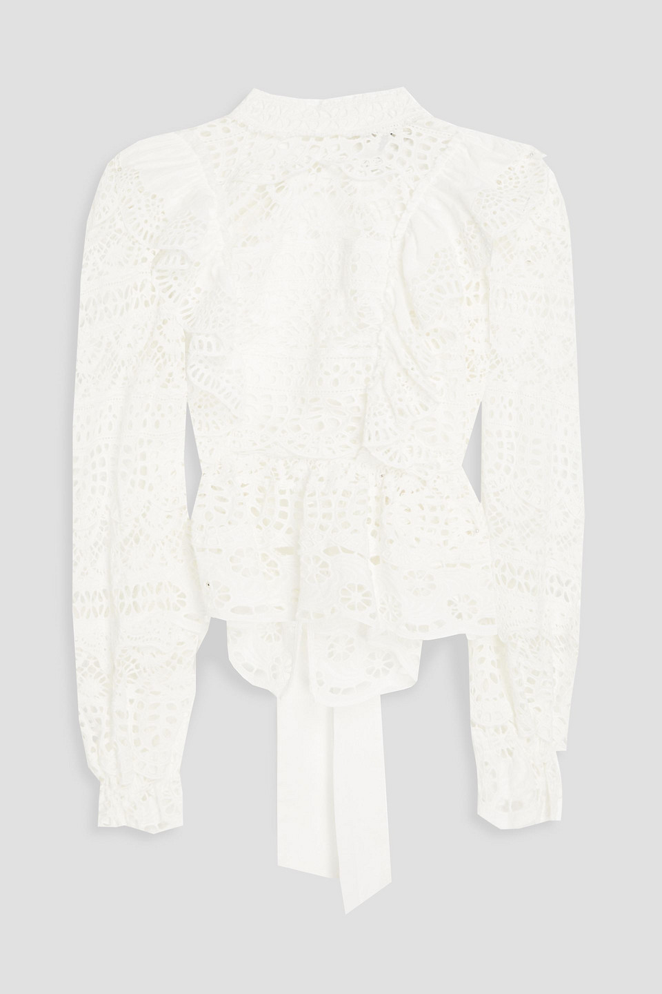 Shop Sea Patrizia Ruffled Cotton Guipure Lace Blouse In White