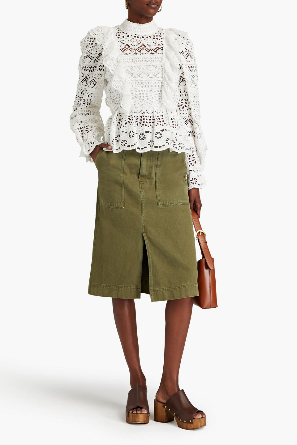 Sea Patrizia Ruffled Lace Tie-back Blouse In White