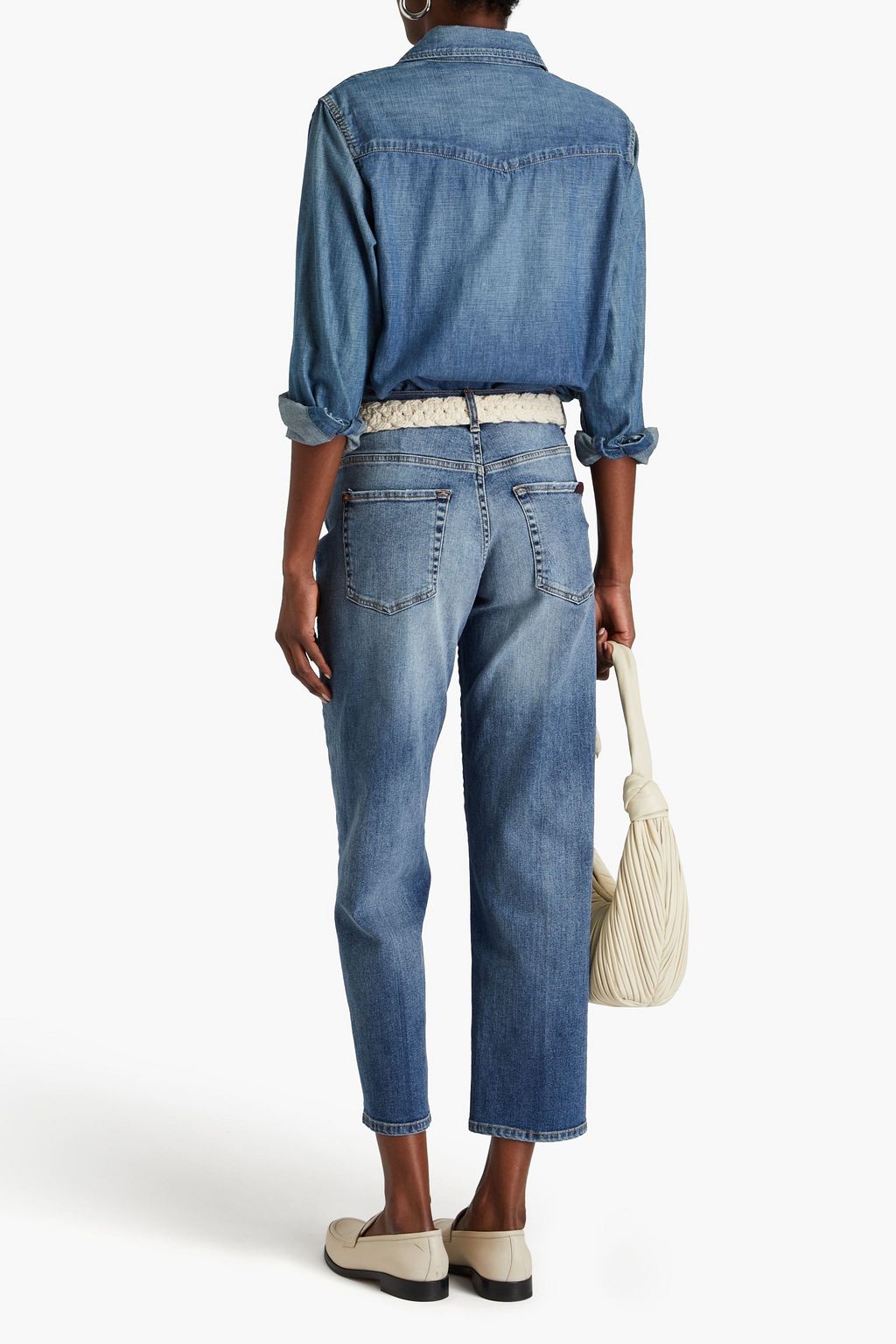 7 FOR ALL MANKIND جينز «موديرن» قصير بأرجل مستقيمة وبخصر عالٍ بتأثير معتق