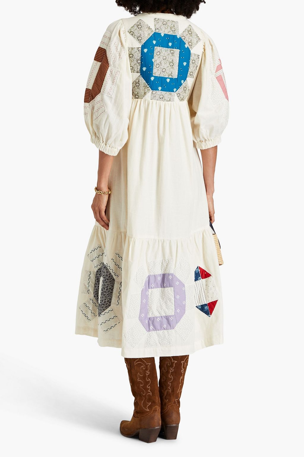 SEA Nohr patchwork cotton and linenblend midi dress THE