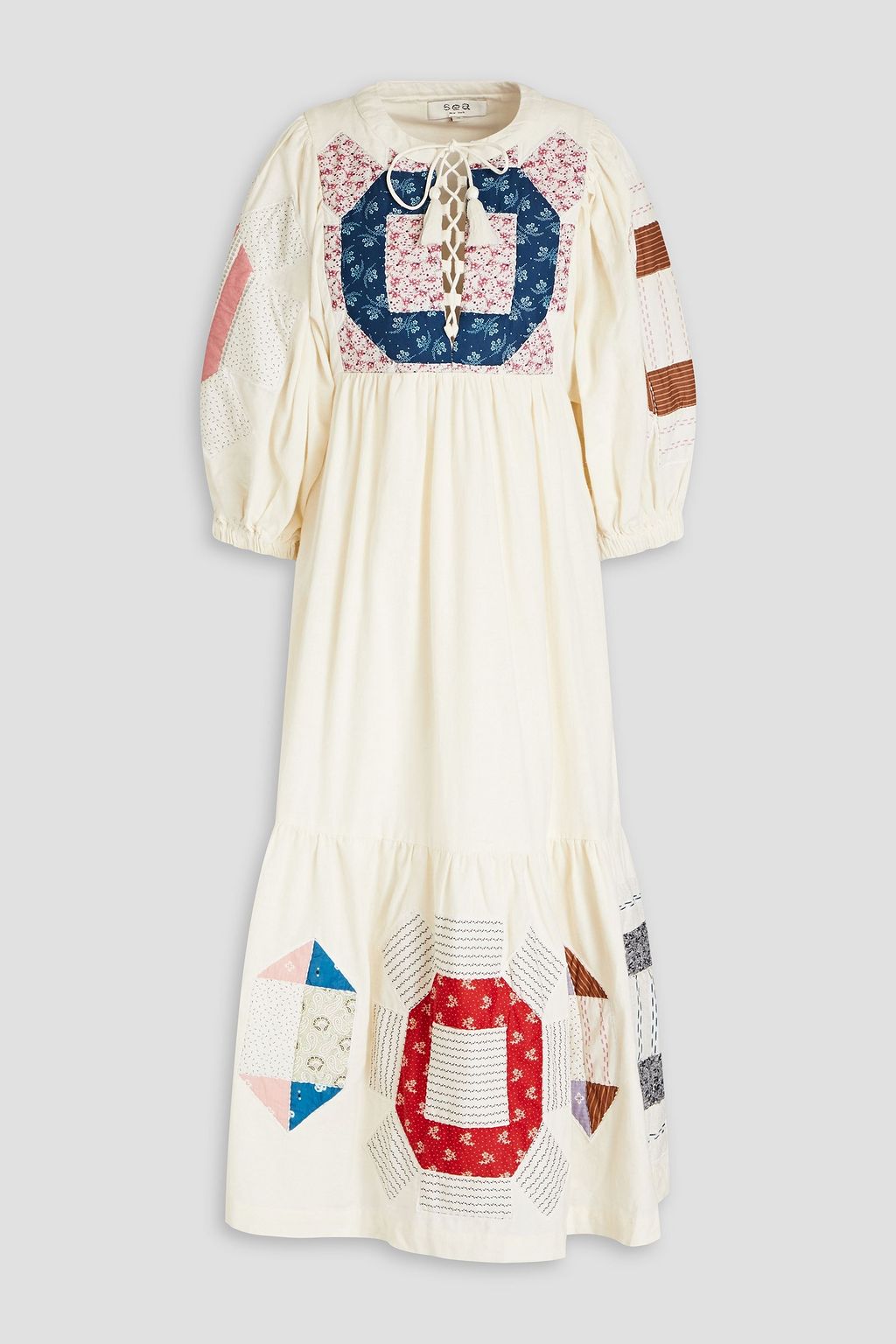 SEA Nohr patchwork cotton and linenblend midi dress THE