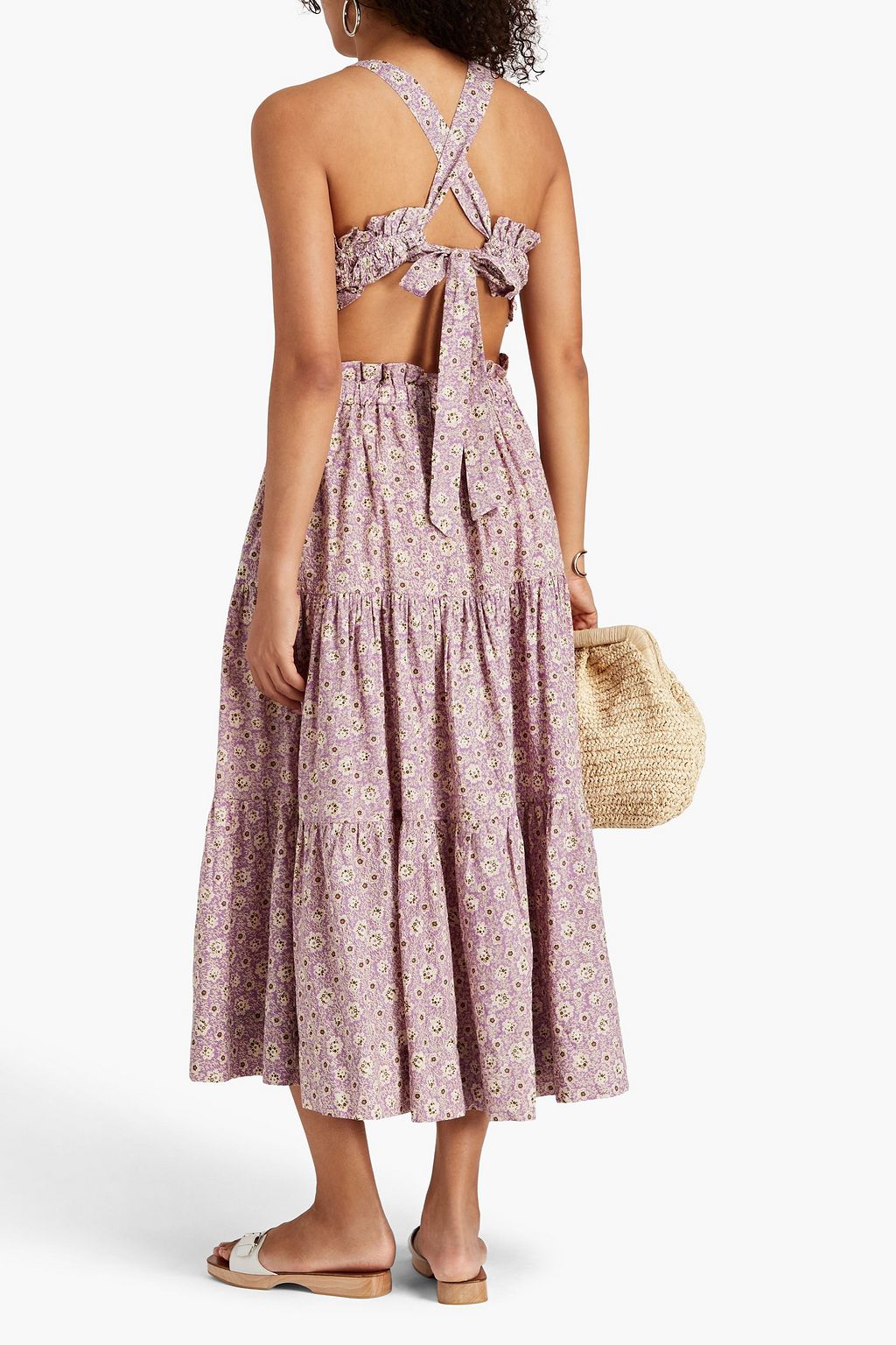 SEA Apron floralprint cotton midi dress THE