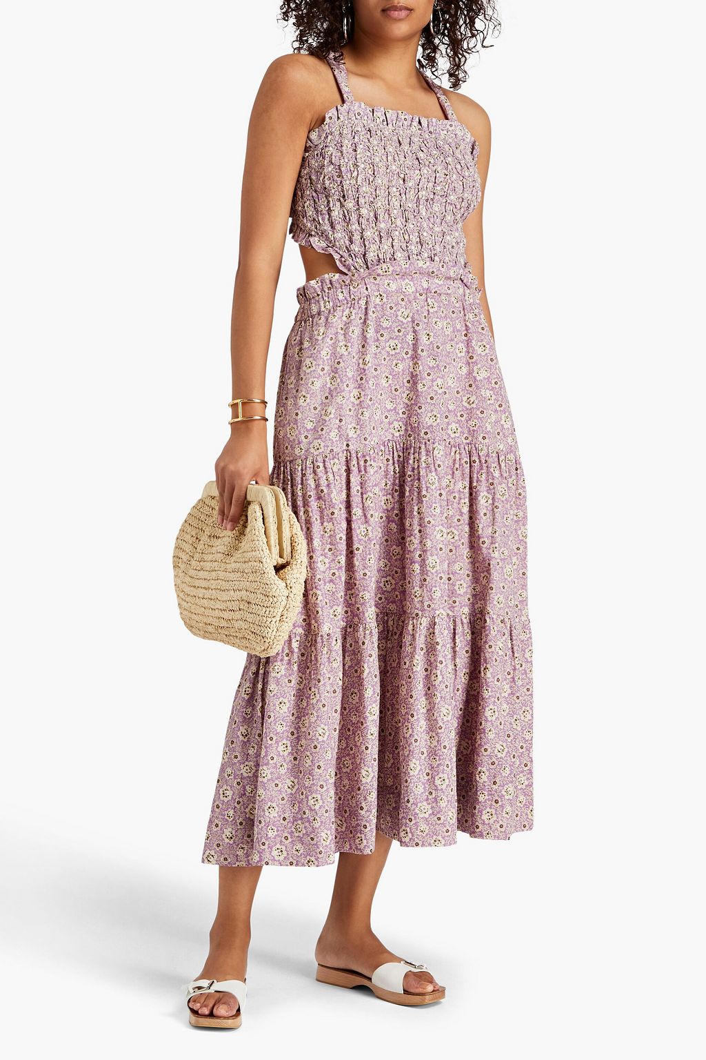 SEA Apron floralprint cotton midi dress THE