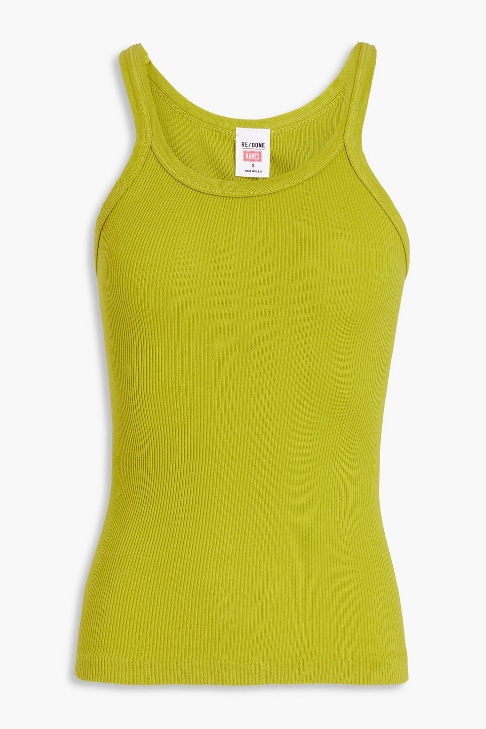 Re/done Tanktop Aus Geripptem Baumwoll-jersey In Lime Green