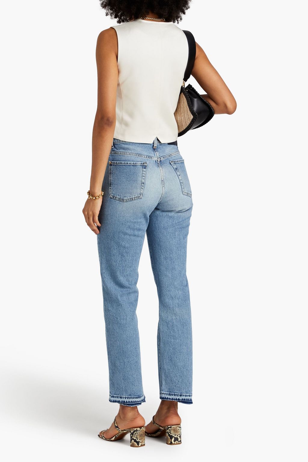 7 FOR ALL MANKIND 페이디드 하이라이즈 스트레이트 레그 진