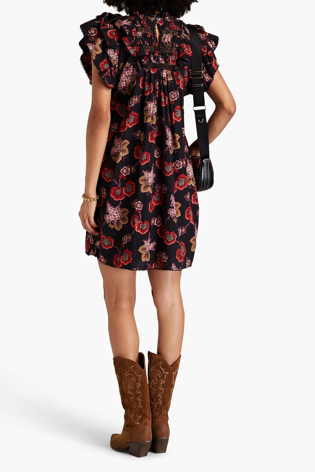 SEA Lucinda ruffled floral-print cotton mini dress