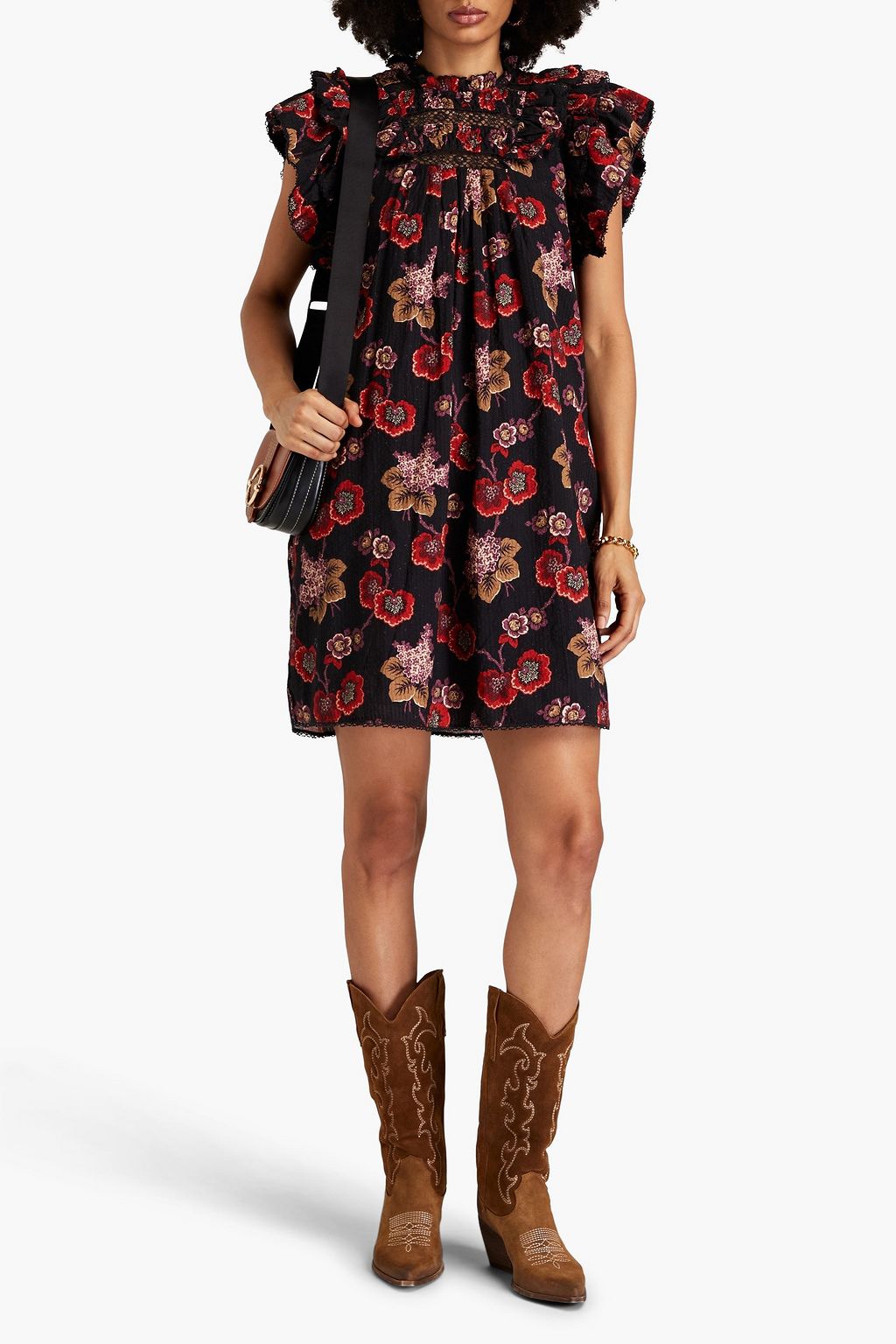 SEA Lucinda ruffled floral-print cotton mini dress